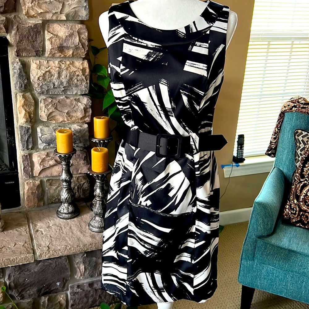 Black and white monochrome dress